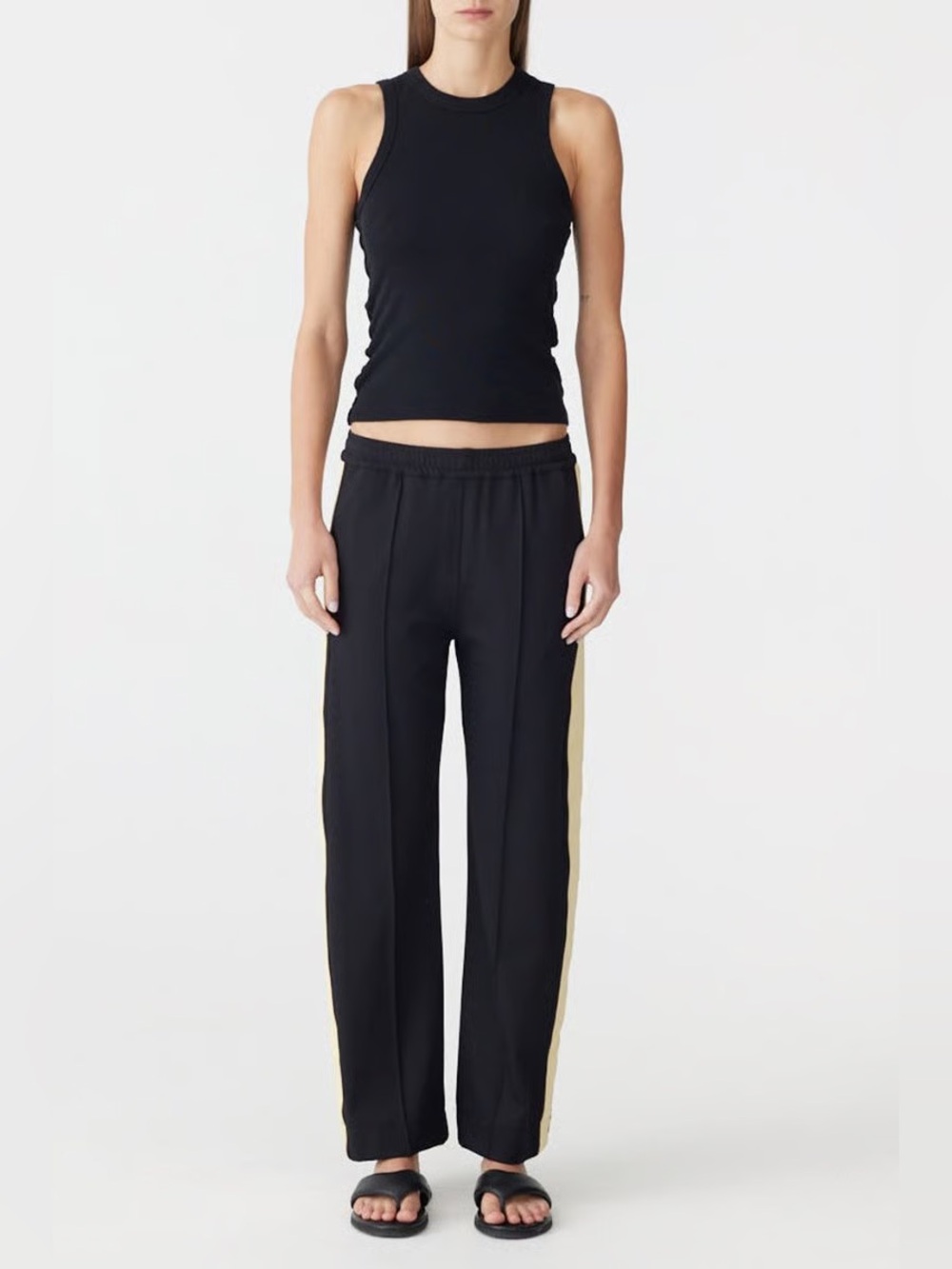 Bassike Twill Stripe Detail Pant Black/Brown M